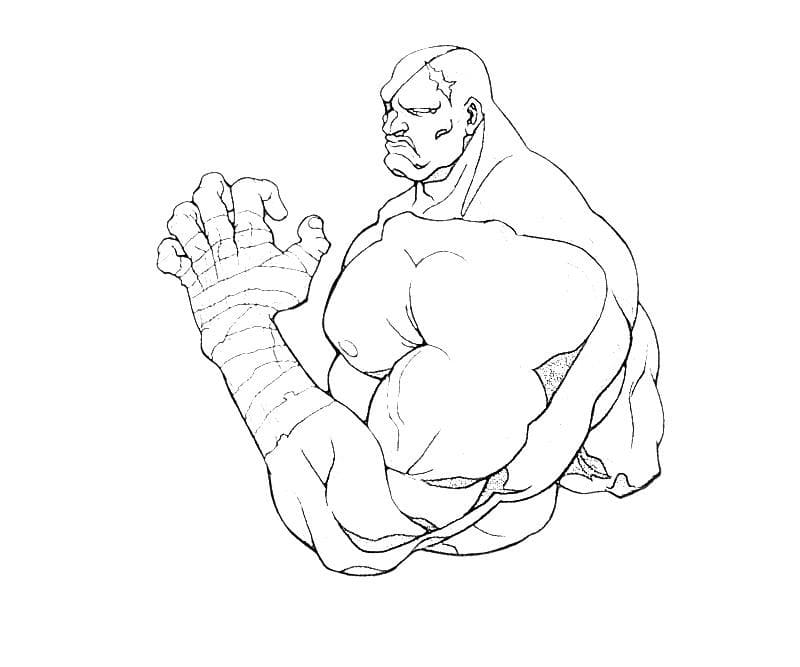Sagat from Street Fighter Coloring Page