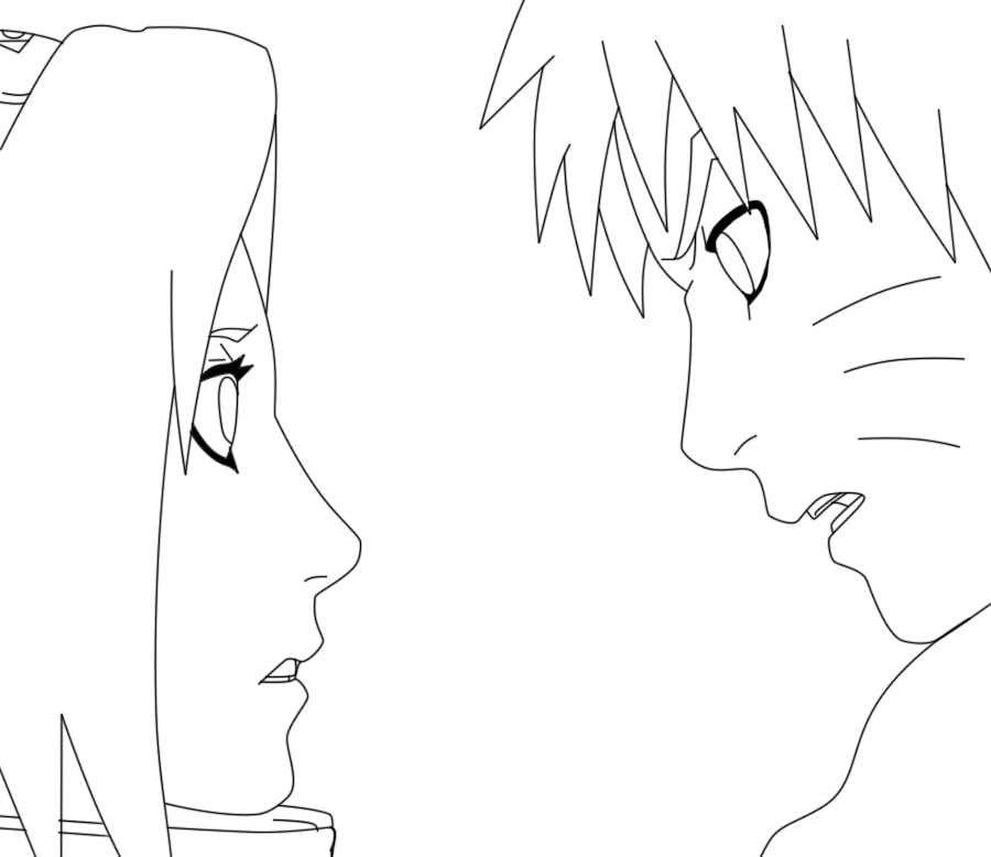 Sakura Haruno and Naruto in Love Coloring Page
