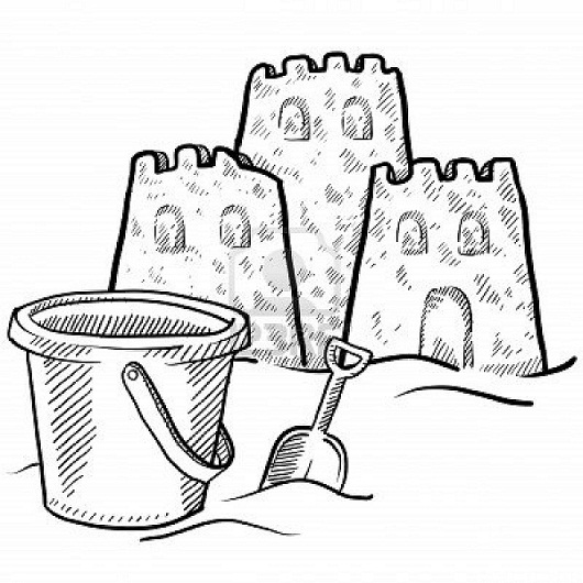 Sand Castle And A Bucket Coloring Page