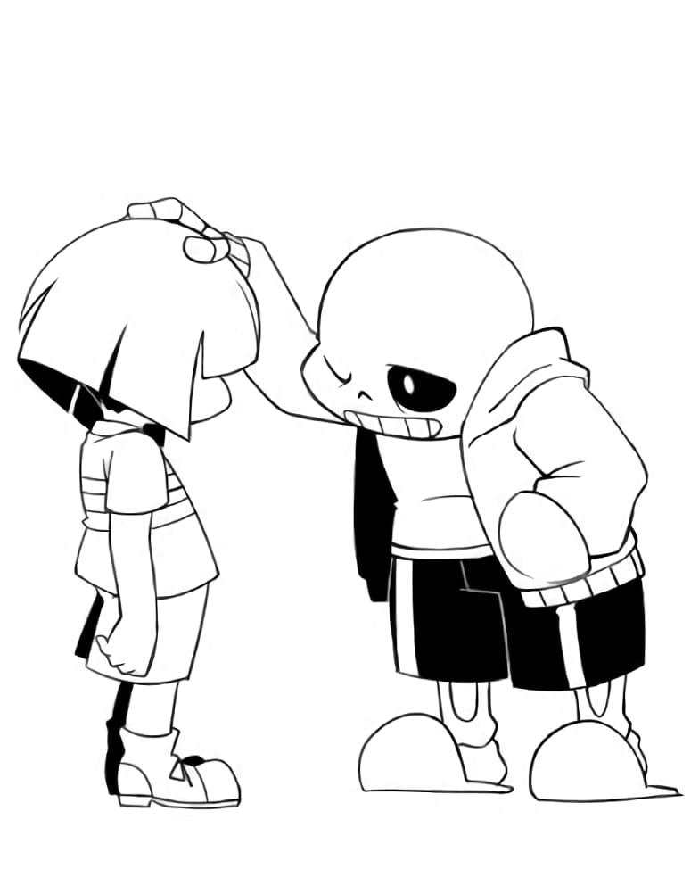 Sans and Frisk Undertale Coloring Page
