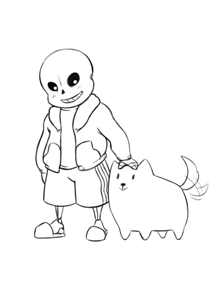 Sans and Pet Coloring Page
