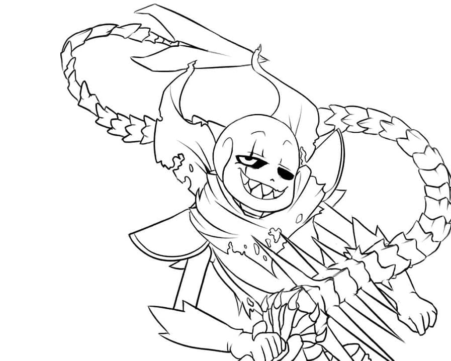 Sans and Weapon Coloring Page