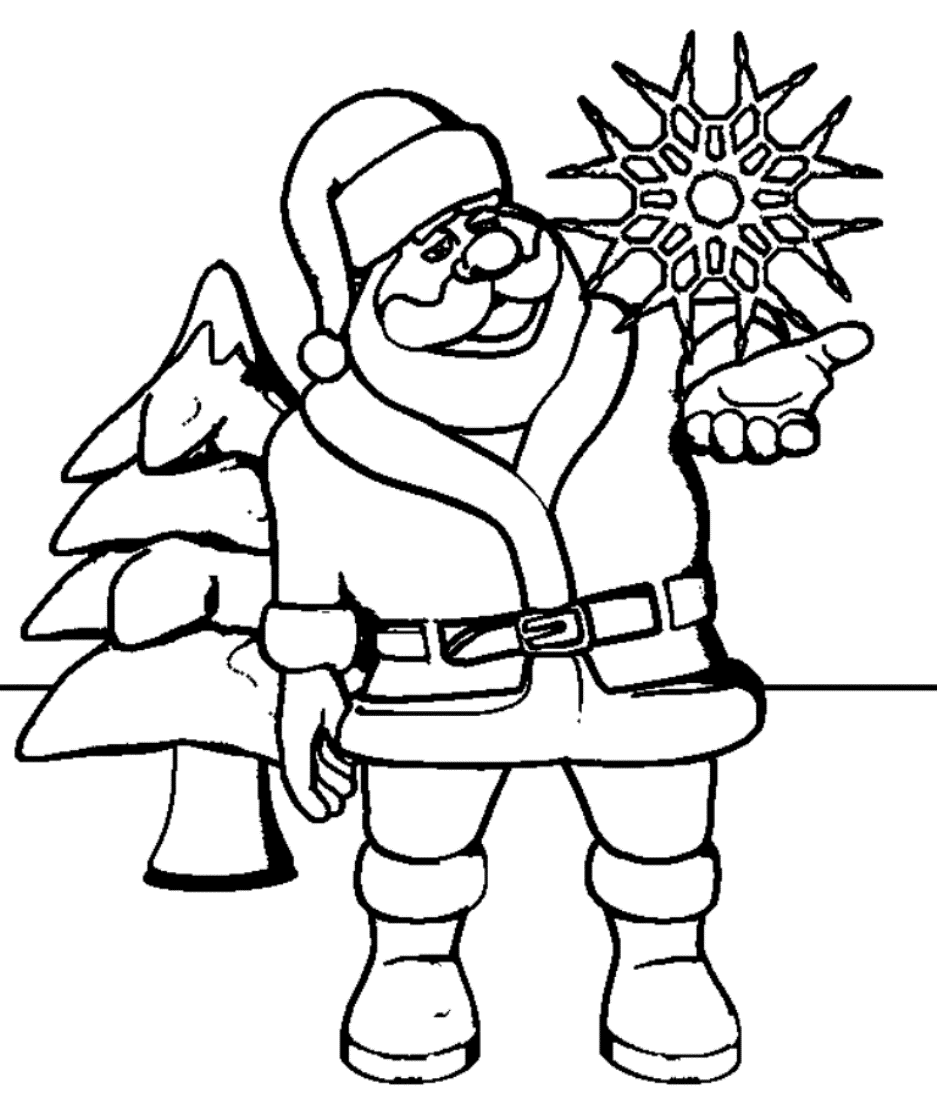 Santa And Snowflake Sb645 Coloring Page