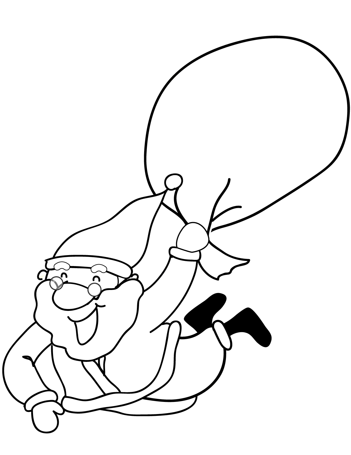 Santa Claus Is Flying Christmas Coloring Page