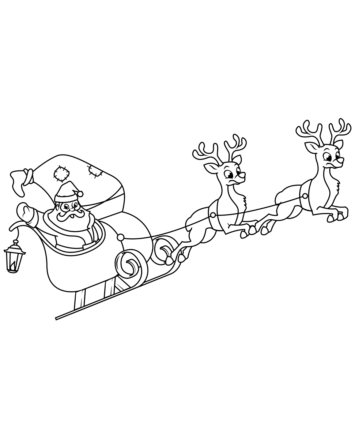 Santa Claus Riding His Sleigh Christmas Coloring Pages   Coloring Cool