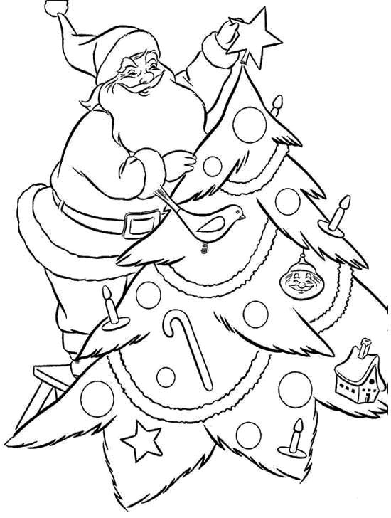 Santa Decorating Christmas Tree
