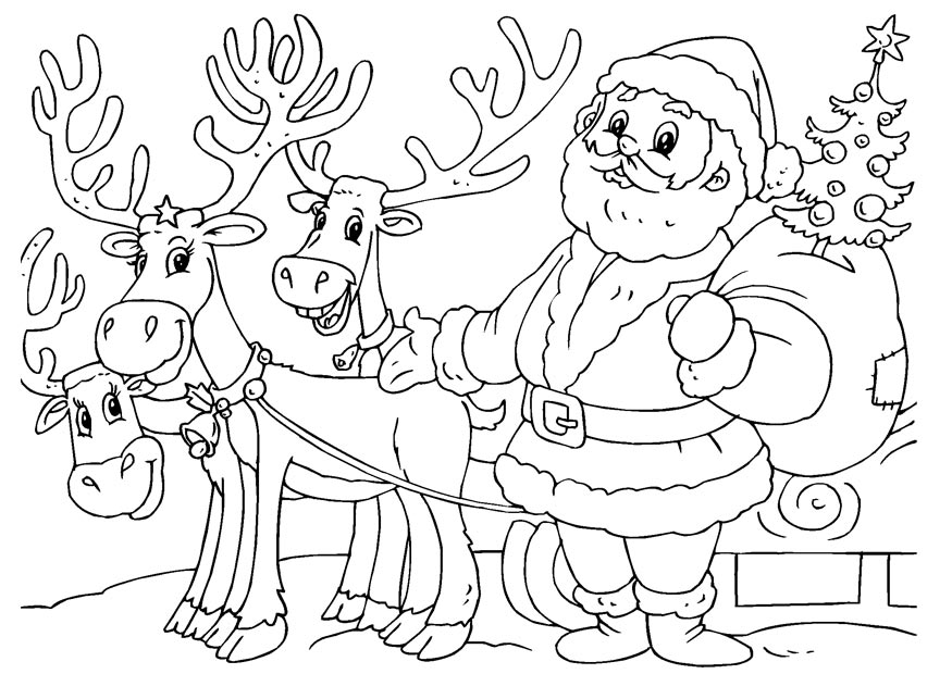 Santa S Reindeers Coloring Page