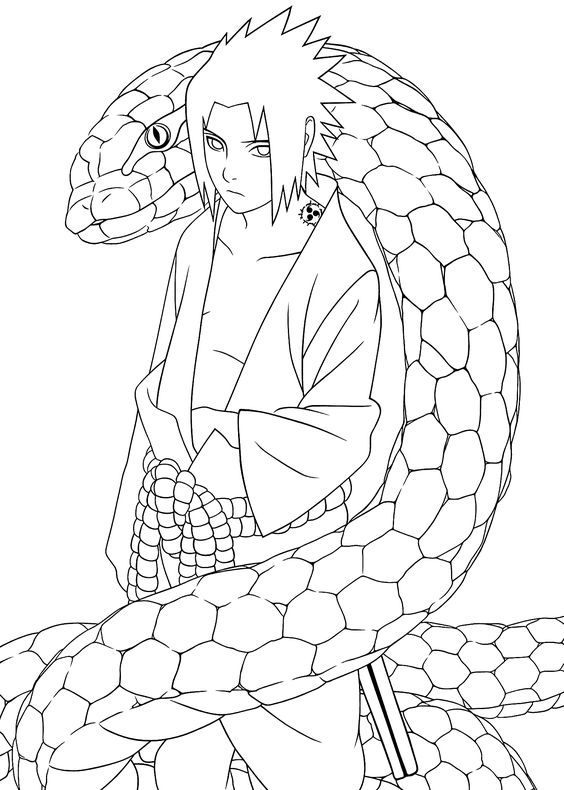 Sasuke With Aoda Coloring Page