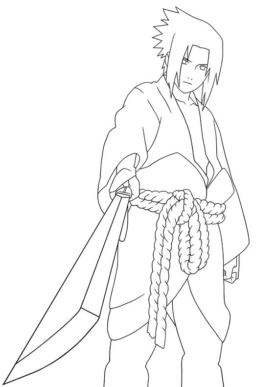Sasuke With Sword Coloring Page