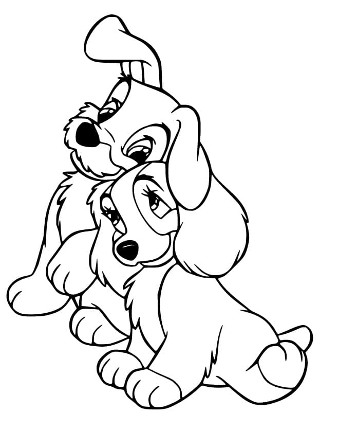 Scamp and Annette Puppies Coloring Page