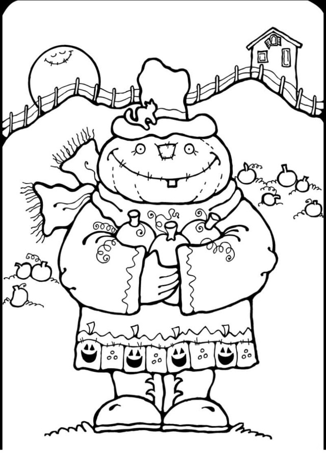 Scarecrow Halloween Coloring Page