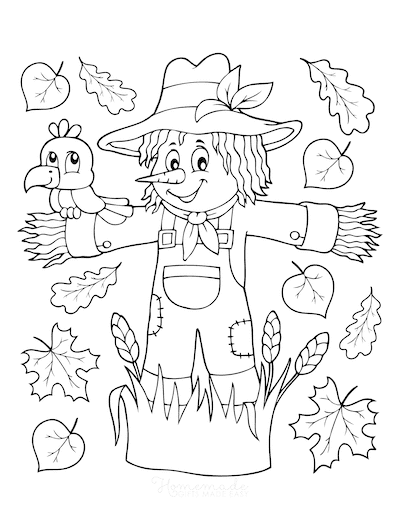 Scarecrow In A Field To Scare Birds Coloring Page