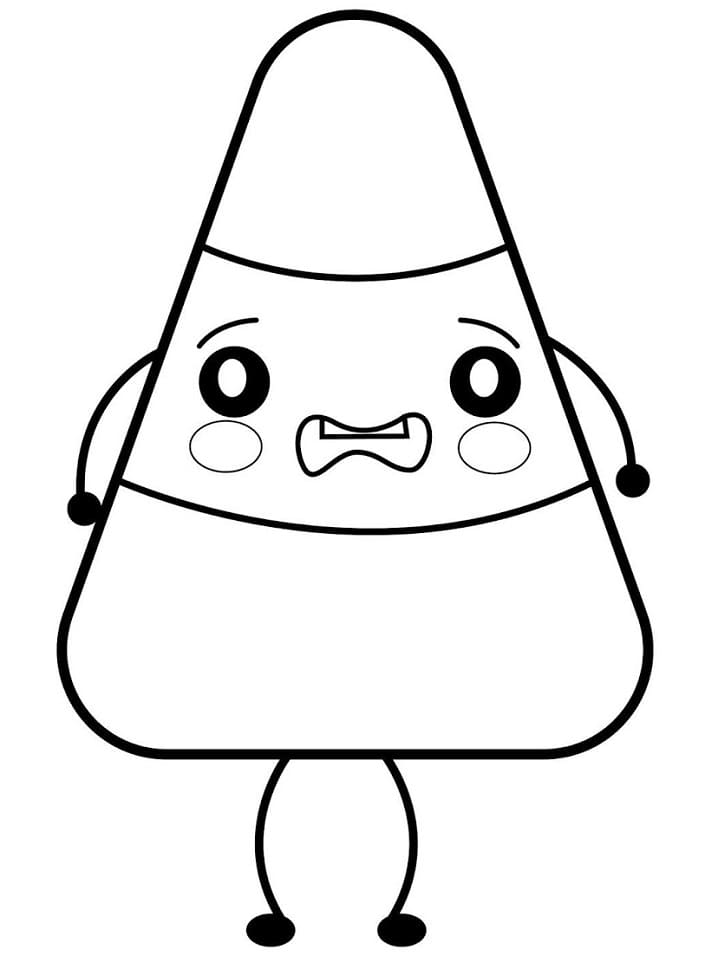 Scared Candy Corn Coloring Page