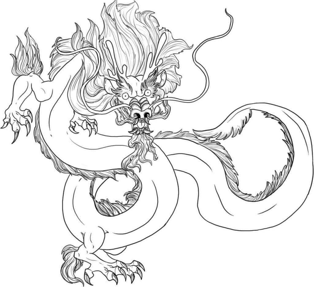 Scary Chinese Dragon Coloring Page