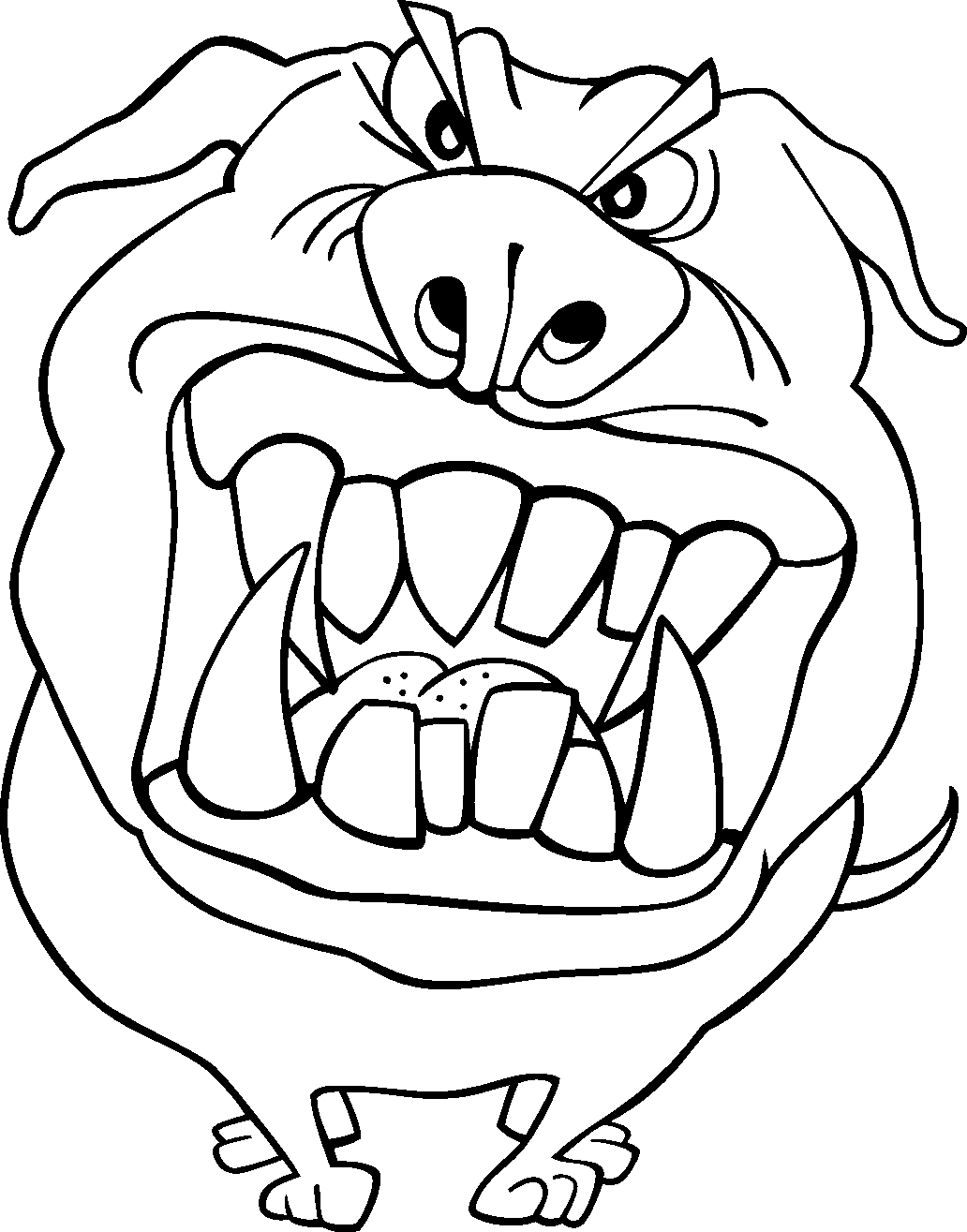 Scary Dog Face Coloring Page
