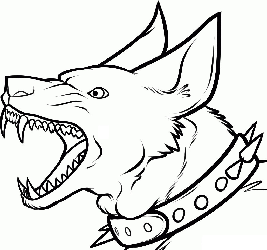 Scary Dog With Sharp Teeth Coloring Page
