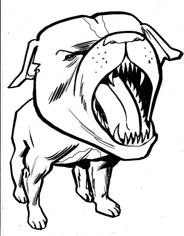 Scary Pitbull Coloring Page