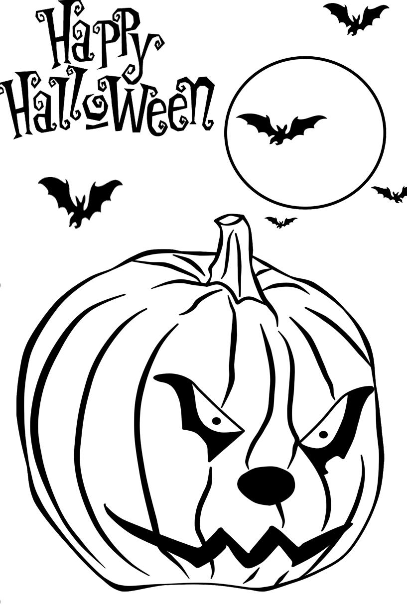 Scary Pumpkin Free Printable Halloween Coloring Page