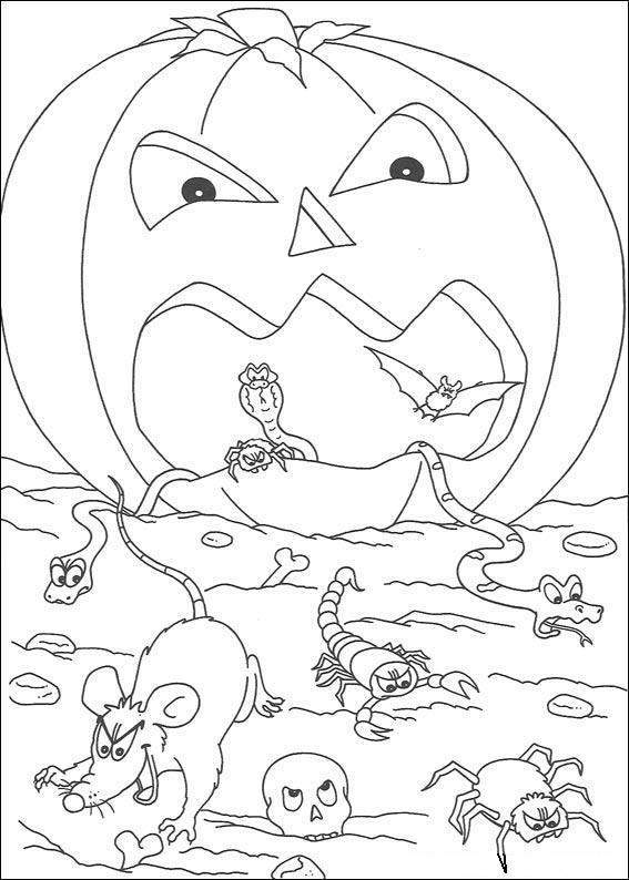 Scary Pumpkin Halloween Coloring Page