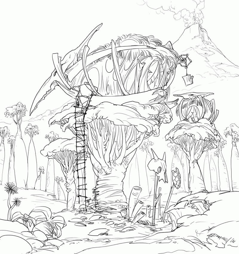 Scary Treehouse Coloring Page