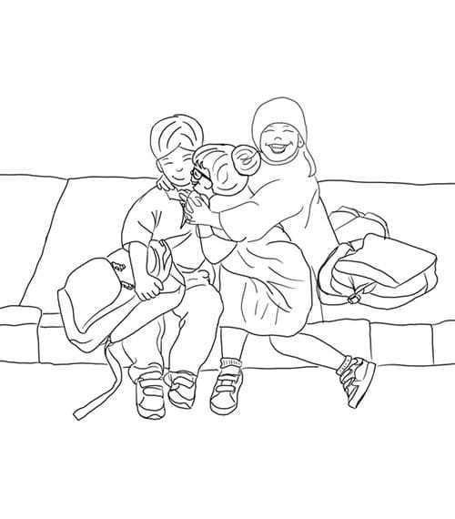School Best Friends Coloring Page