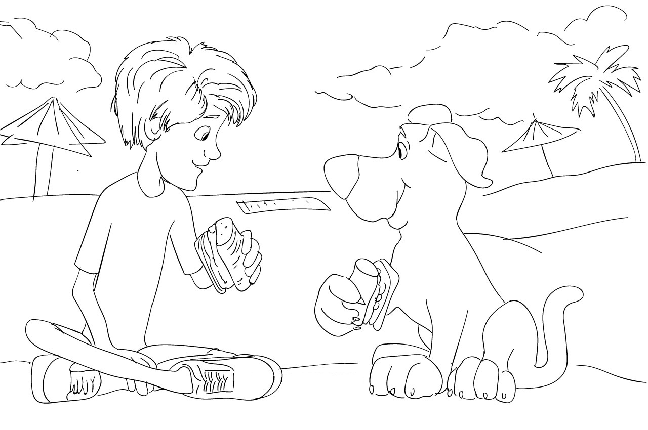 Scooby and Shaggy eating Sandwick Coloring Page