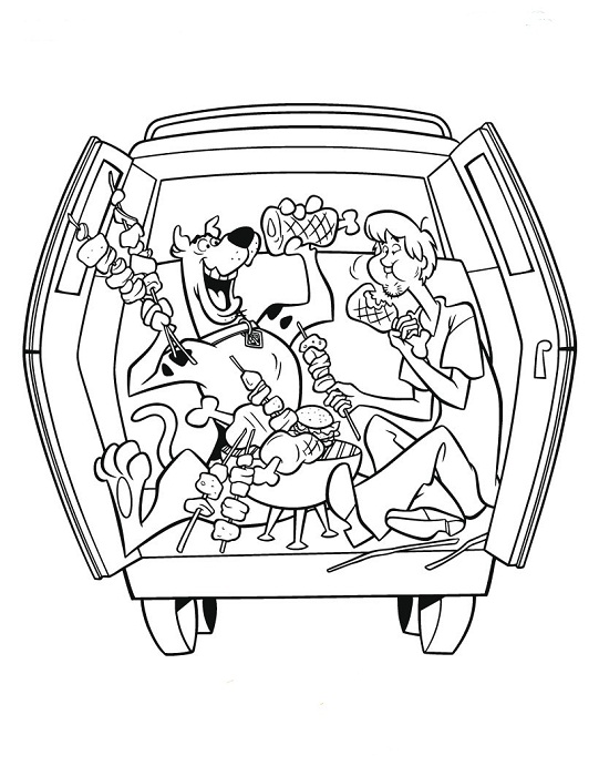 Scooby And Shaggy Making Bbq Coloring Page