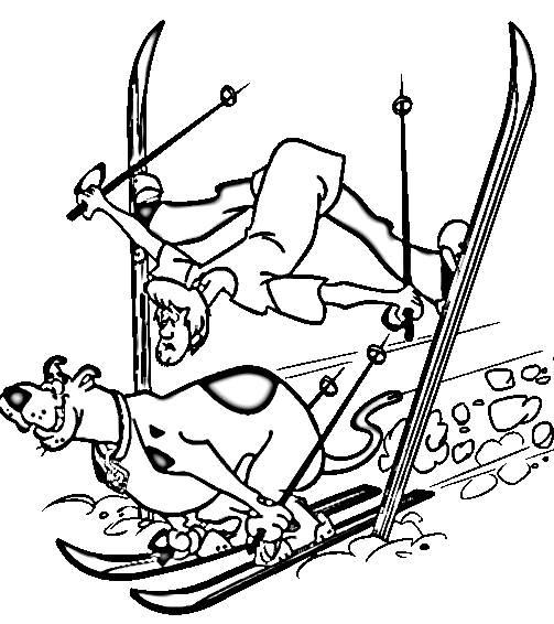 Scooby And Shaggy Skiing Scooby Doo Coloring Page
