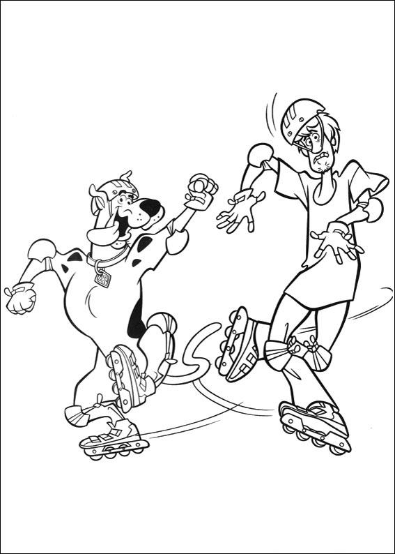 Scooby And Shaggy With Roller Skate Scooby Doo Coloring Page