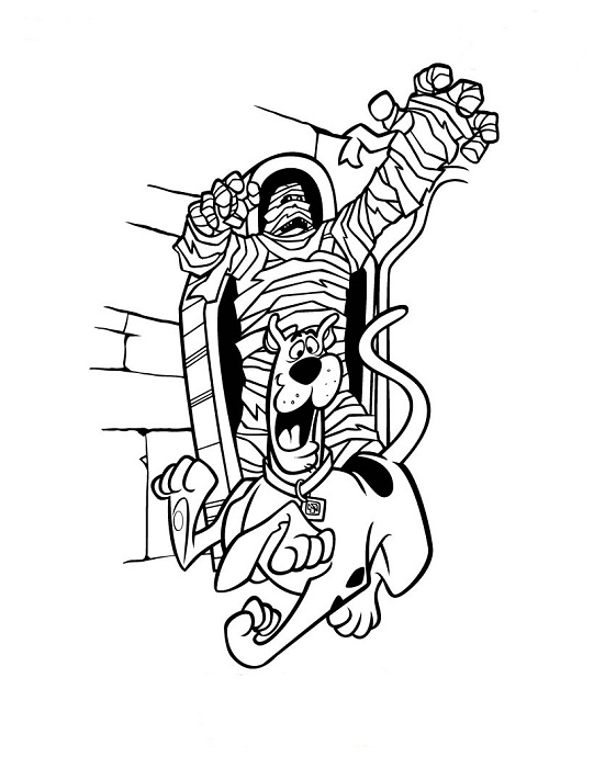Scooby Chased By Mummy Coloring Page