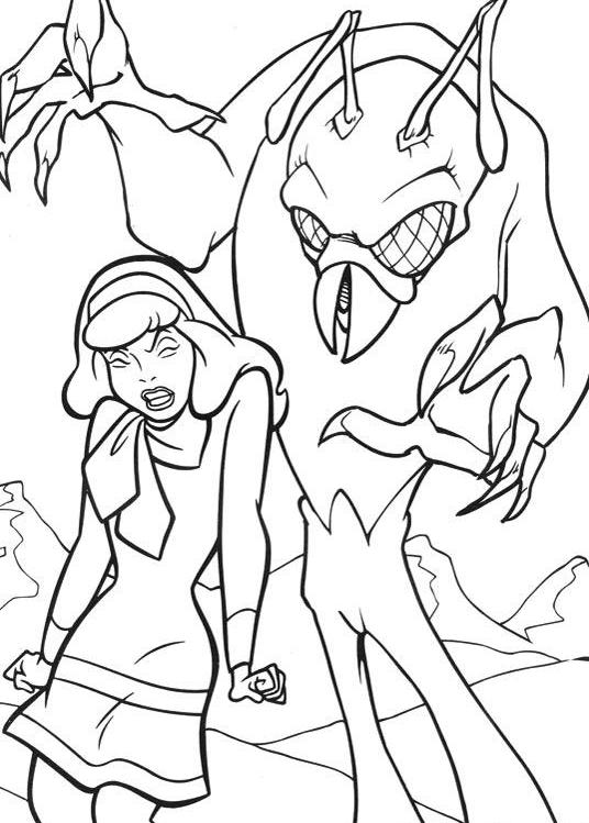Scooby Doo Daphne And Monster For Halloween Coloring Page