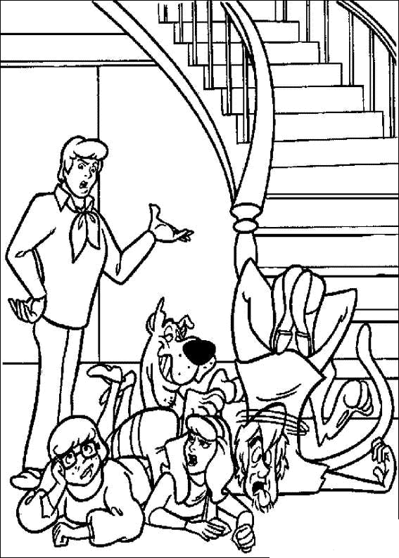 Scooby Falls From Stair Scooby Doo Coloring Page