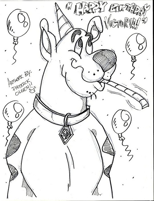 Scooby Having Birthday Coloring Page