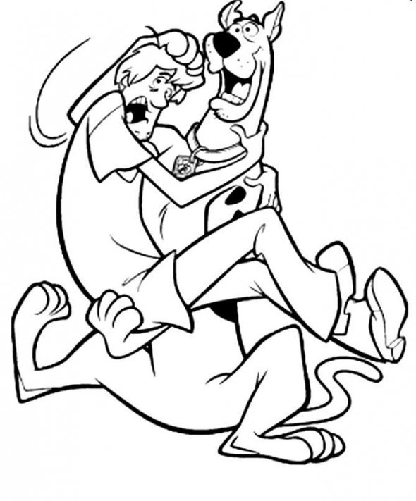 Scooby Picking Up Shaggy Coloring Page