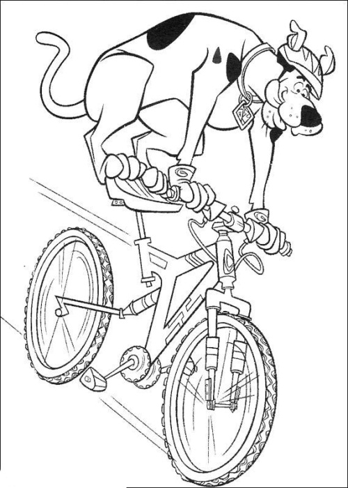 Scooby Riding A Bike Coloring Page