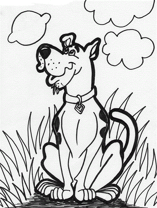 Scooby Sitting On A Grass Scooby Doo Coloring Page