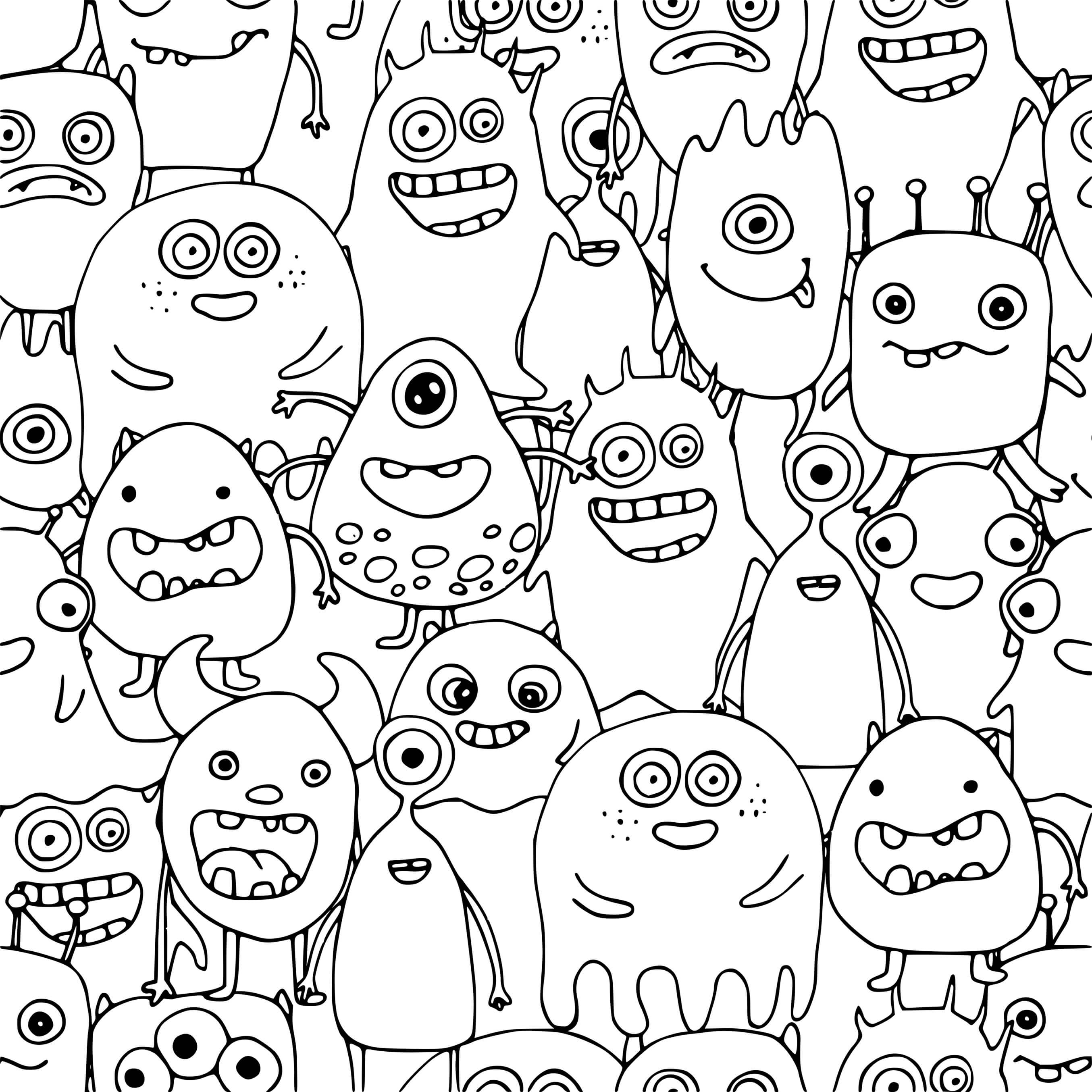 Seamless Pattern With Doodle Monsters