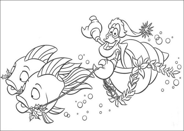 Sebastian Riding Fishes Little Mermaid Disney 054b