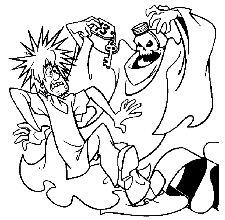Shaggy Afraid Of Ghost Scooby Doo Coloring Page