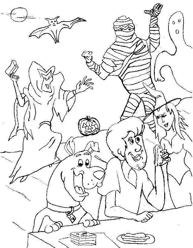 Shaggy And Scooby In A Cemetary Coloring Page