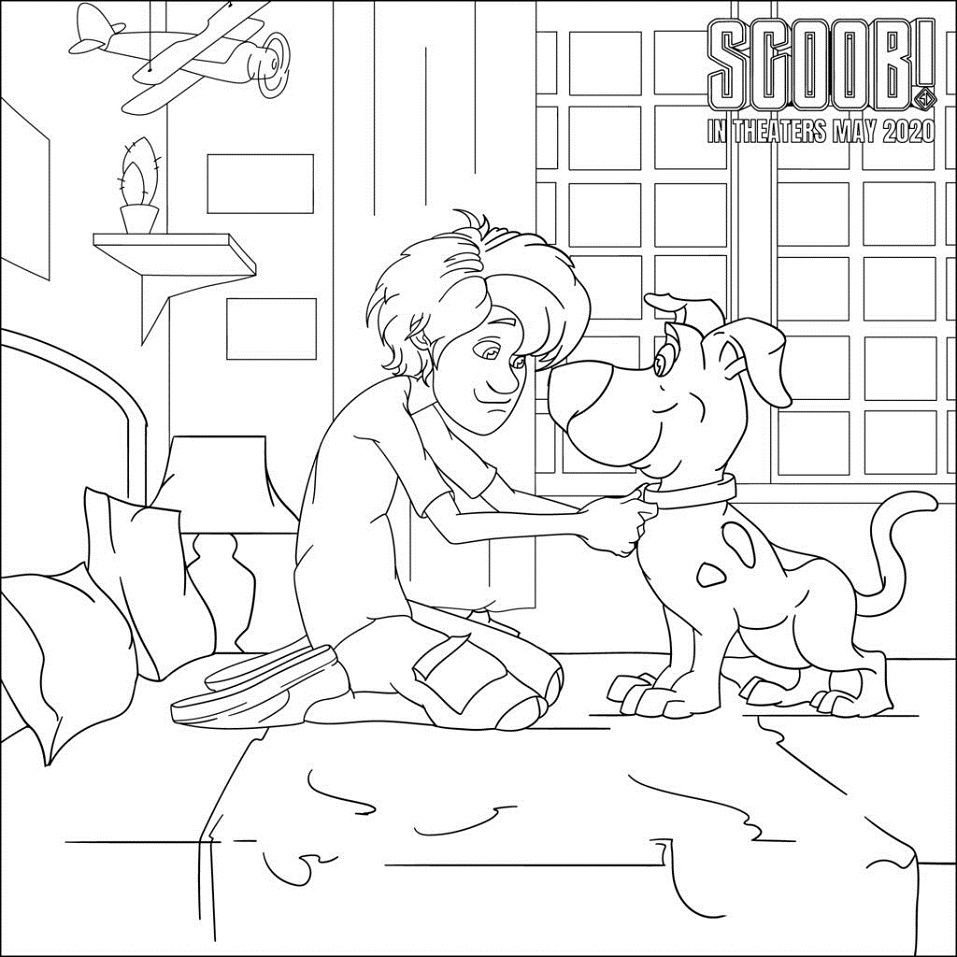 Shaggy and Scooby on Bed Coloring Page
