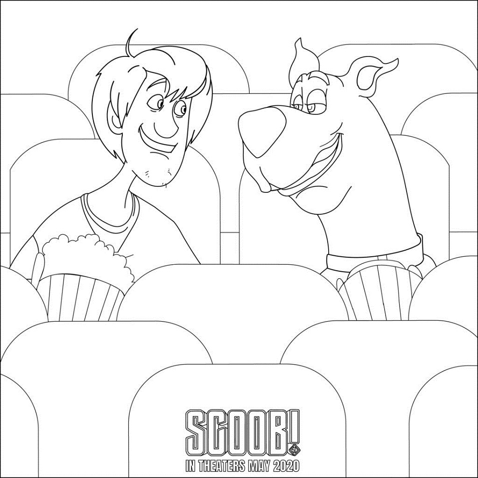 Shaggy and Scooby on Theater Coloring Page