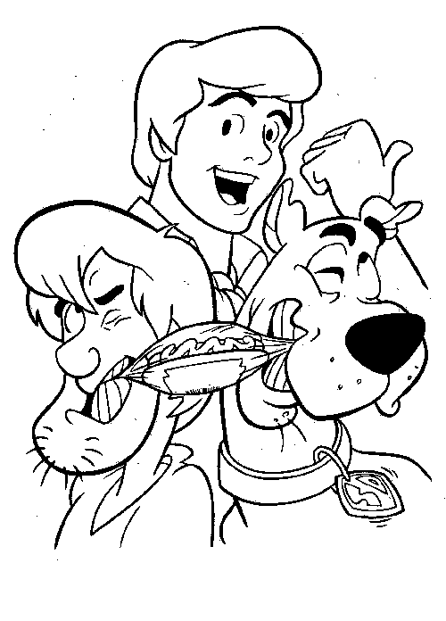 Shaggy And Scooby Wants Hotdog Scooby Doo Coloring Page