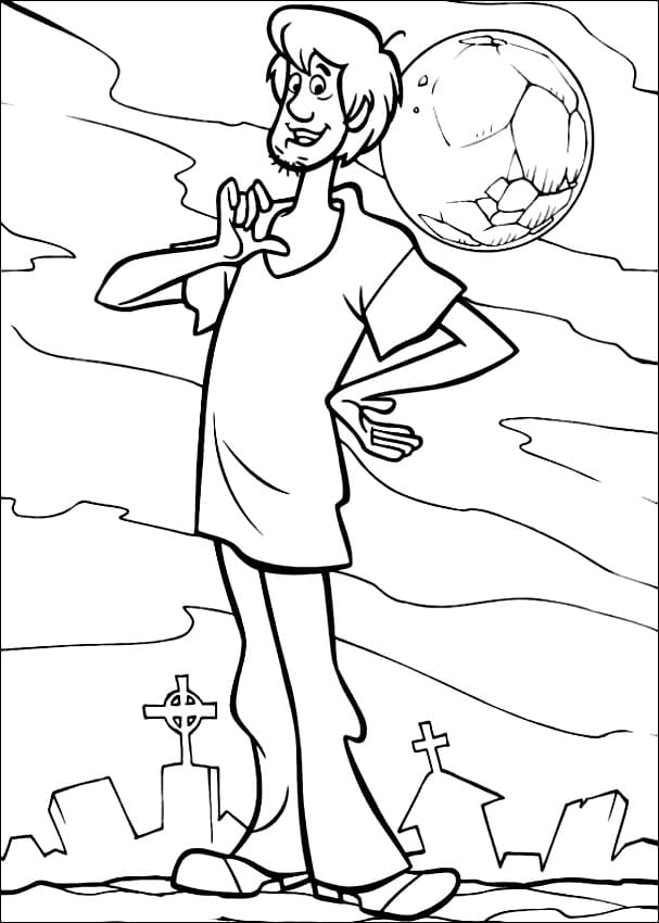 Shaggy at Cemetery Coloring Page