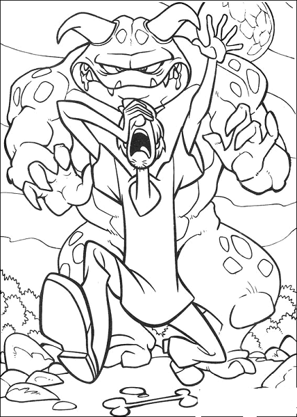 Shaggy Chased By Monster Scooby Doo Coloring Page