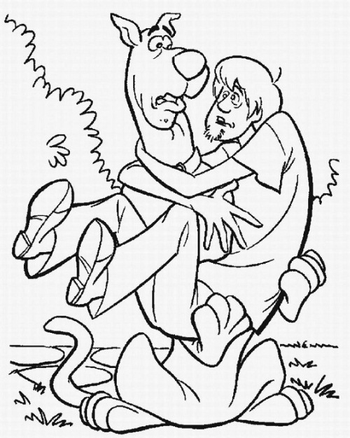Shaggy Hugging Scooby Doo Coloring Page