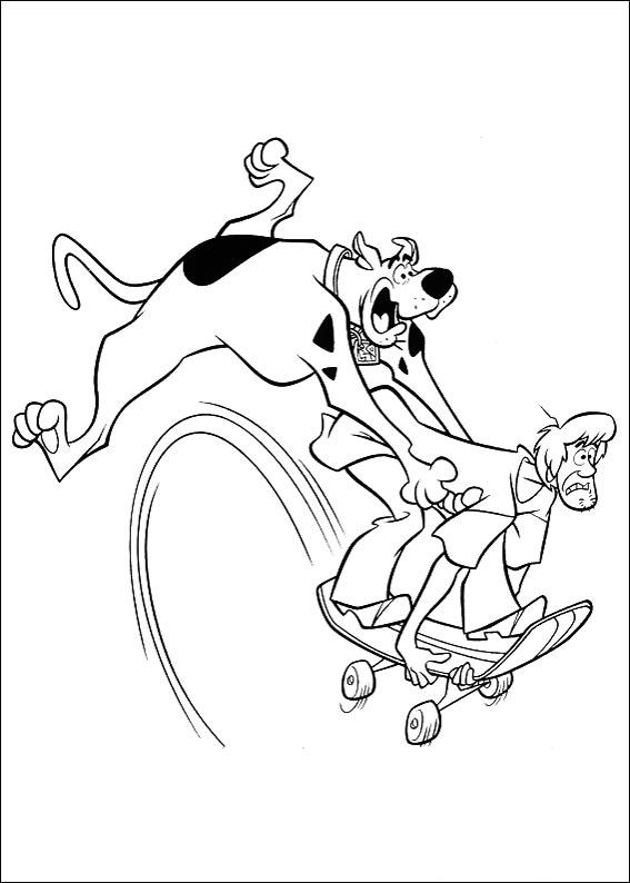 Shaggy On Skateboard With Scooby Scooby Doo Coloring Page