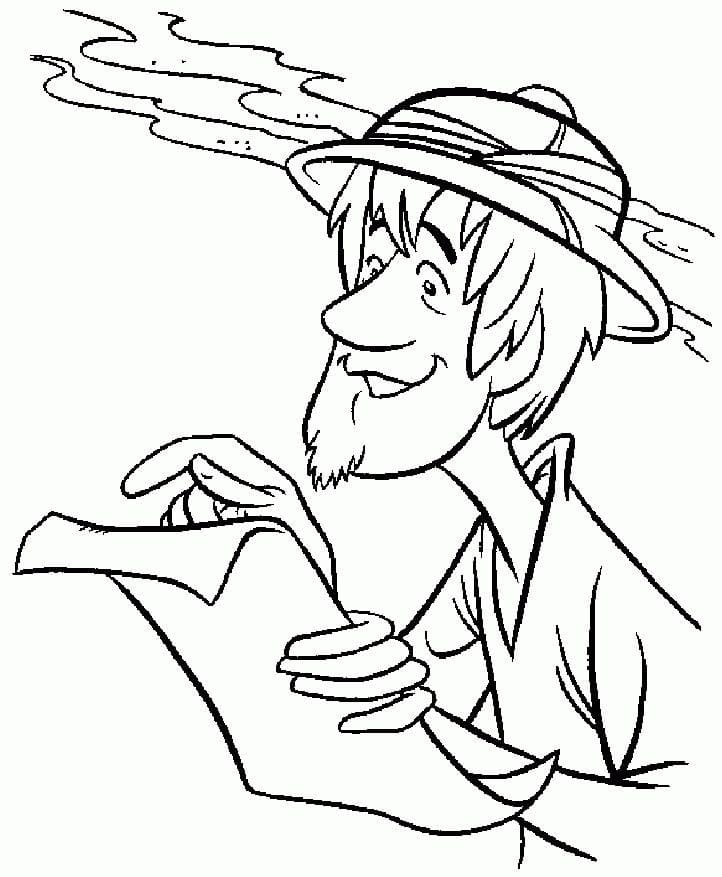 Shaggy Reading Paper Coloring Page