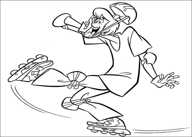 Shaggy Rollverblading Coloring Page