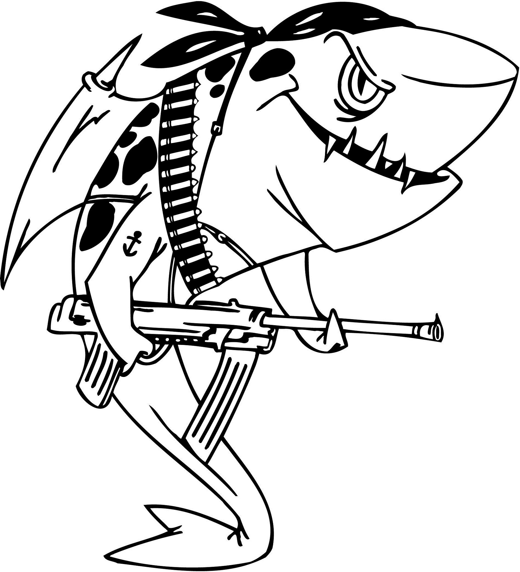 Shark Combat Coloring Page